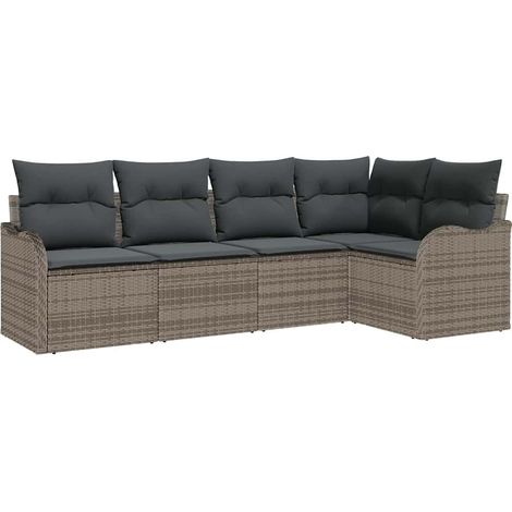 Maison Exclusive - Gartensofa-set Grau Poly-Rattan