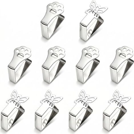 Pinces à Nappe 10 Pièces 5 Papillons 5 Pattes de Chat Acier Inoxydable Anti-Glissement pour Table 2,5–3,5 cm Intérieur Extérieur (1/5)