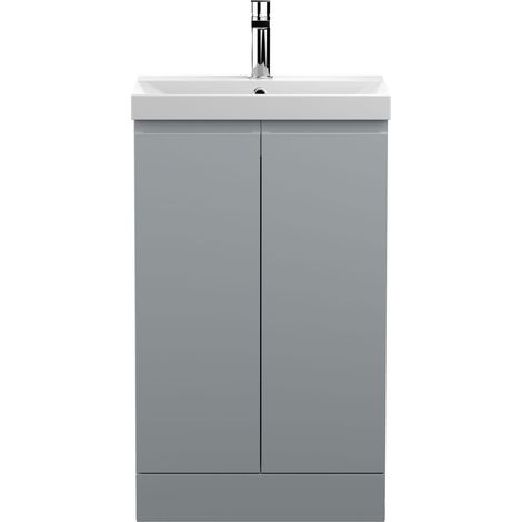 Hudson Reed Urban Floor Standing 2-Door Vanity Unit with Basin 3 Satin Grey - 500mm Wide (1/5)