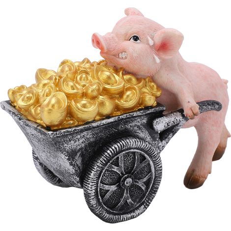 Lucky Pig Statue Vivid Appearance Lifelike Details Multi Purpose Resin Pig Statue Ornament for Living Room Office (1/5)