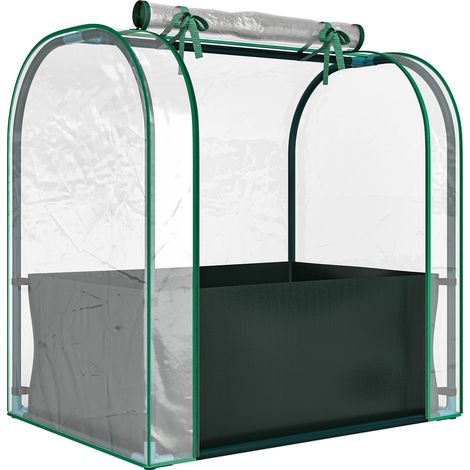Mini Serra 68x50x70 cm con Aiuola per Coltivazione e Porta Avvolgibile in Acciaio e PP Verde Scuro (1/5)