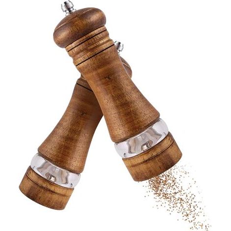 2 Pièces Moulin a Poivre Bois, Broyeur en Céramique Réglable, Manuel Moulins a Sel Épices Grosseur Réglable, Salieres et Poivrieres pour Sel de Mer, Piment, Accessoire de Cuisine Raffiné