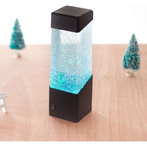 Lampe Aquarium - Volcan Jellyfish LED - Lumière de Nuit pour Table de Chevet - 4 Modes - Dimensions 7 x 7 x 23,5 cm - Alimentation par Piles AA (1/4)