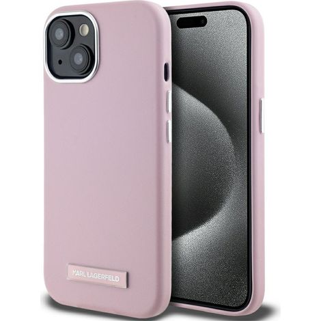 Funda MagSafe con placa metálica Karl Lagerfeld FW para iPhone 15 (rosa) (1/5)