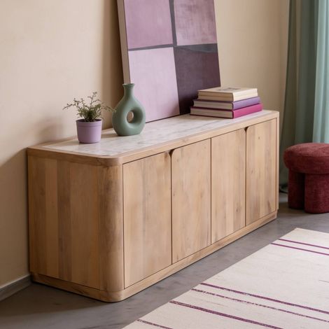 Buffet en bois de manguier et en marbre Luméya (1/5)