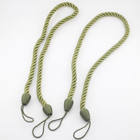 Embrasses à Rideaux Décoratifs en Corde Tressée, Vert, 65 cm x 10 mm, Lot de 4 Cordons pour Attache et Décoration de Rideaux, Vert (1/5)
