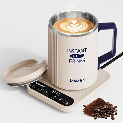 Chauffe-tasse électrique 400ml 300W Inox 304 Thermostat 40–100°C, écran LED, maintien au chaud 4h, compact pour bureau et résidences (1/5)