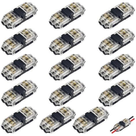 Connecteurs de câble basse tension, 15 connecteurs rapides sans soudure, 2 voies pour usage automobile, connexion fiable, compatibles avec les fils de calibre 18-22 AWG (1/5)
