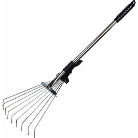 Râteau à feuilles de jardin Râteau de jardin réglable en métal Râteau de camp extensible pour pelouse de jardin (1/4)