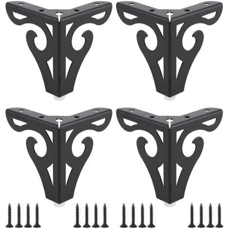 BUNTHAUS Lot de 4 Pièces Moderne Pied de Table, Pied Meuble Épingle, Pied de Table en Métal, Pieds de Meubles Triangulaires, 10 cm, Avec Vis, pour Table Basse, Table à Manger, Table de Chevet, Armoire (1/5)