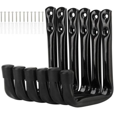Set mit 6 robusten J-förmigen Haken zur Garagenaufbewahrung, Stahlwandhalterungen (12 cm x 9 cm) (1/5)
