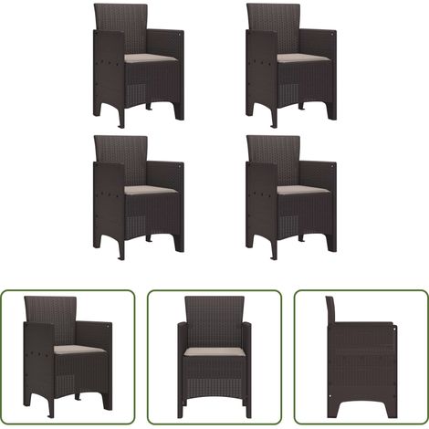 Chaise de jardin 4 pièces - Chaise de jardin 4 pcs Marron 53 x 49 x 85 cm Polypropylène (1/5)