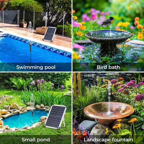 Kit de Pompe à Eau Solaire pour Bassin Fontaine de Jardin Extérieur avec Panneau Solaire et Buses Variables