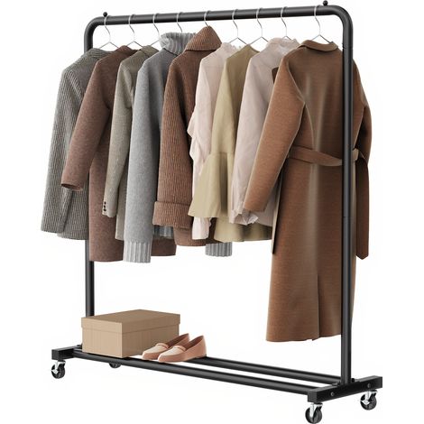 Songmics – Portant à vêtements sur roulettes – Structure en acier – Charge 50 kg – Mobilité avec roulettes pivotantes – Pour chambre ou buanderie