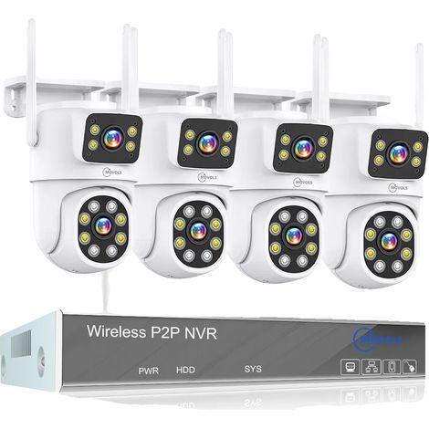 Sistema de videovigilancia inalámbrico, resolución de 3 MP, resistente al agua IP66, cámara de doble lente de 4 MP, 2T (1/2)