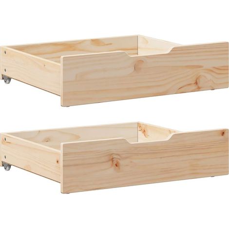 Under-Bed Drawers with Wheels 2 pcs 75x55x17 cm Solid Wood Pine vidaXL