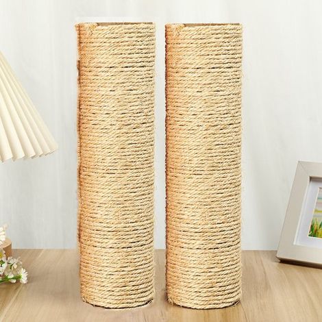 Poste de sisal, poste de repuesto para rascador: Diámetro 6 cm - Longitud: 44 cm, Color de la cuerda de sisal: Natural (1/2)