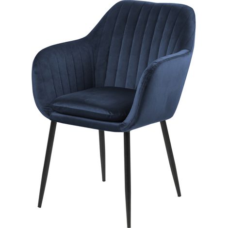 Selsey ELIDI - Sedia da pranzo / velluto - blu navy - su base in metallo (1/5)