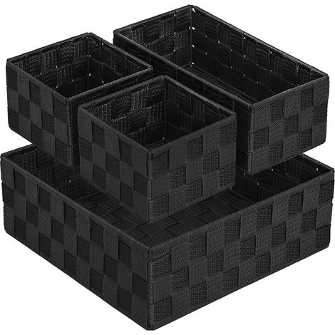 Panier De Rangement Tissé - Cadre En Acier - Pour Tiroir Armoire Étagère - Lot De 4 (1/5)