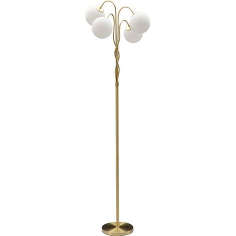 Lampada da Terra Glamy 4 Light Ø54x176 cm in Ferro e Vetro Bianco e Oro (1/5)