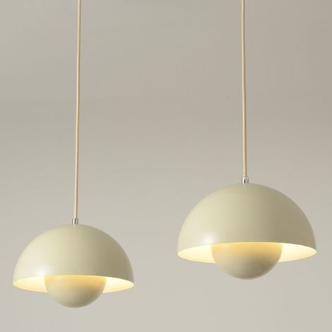 Modern Pendelleuchte Kreative Metall Hängeleuchte Lampenschirm Höhenverstellbare Kronleuchter 2 Stück Cremefarben