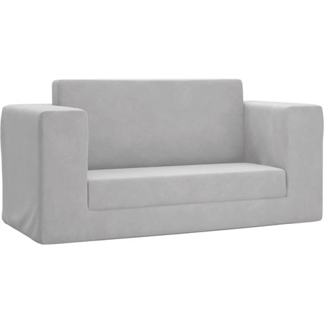 Canapé-lit，Canapé convertible enfants 2 places gris clair peluche douce CFW90253 (1/5)