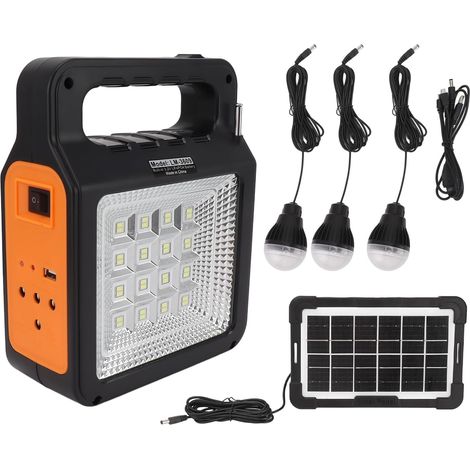 Station d'énergie portable solaire 6000mAh, générateur solaire avec lumière LED et Bluetooth, batterie externe pour camping, randonnée, urgence domestique, panneau solaire intégré (1/5)