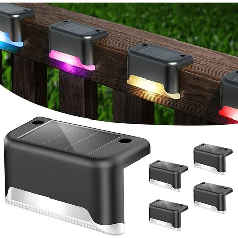 VURAHOME -Lot de 4 Colorée Lampe de Clôture Solaire Étanche , Colorée Lumière de Pont Solaire IP65 étanche Lumière de Traînée Solaire Applique pour Jardin, Marche, Chemin, Escalier, Terrasse, Clôture， (1/5)