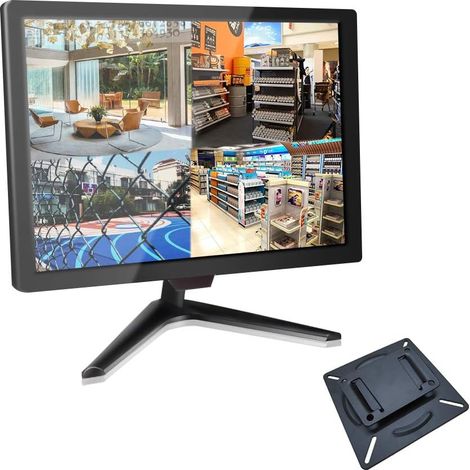 19 Pouces Ecran Video Surveillance, Moniteur 1600x900 avec BNC/YPbPr/VGA/HDMI/Sortie Audio, Ecran LCD TFT pour Systemes de Securite Domestique Camera STB DVR NVR (VESA Montage Mural) (1/5)