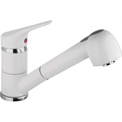 Schläfer 5004014 - Rubinetto Cucina con Doccetta Estraibile bianco, Miscelatore Lavello con Doccino 2 Modalità, Bocca Girevole 360°, Rubinetto per cucina Bianco in Ottone 2 getti. (1/5)