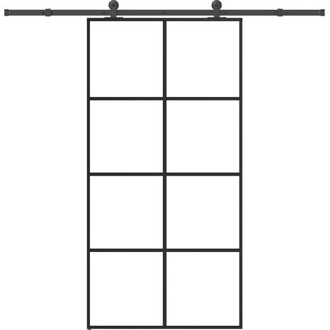 Schiebetür mit Beschlag 102,5x205 cm ESG-Glas & Aluminium