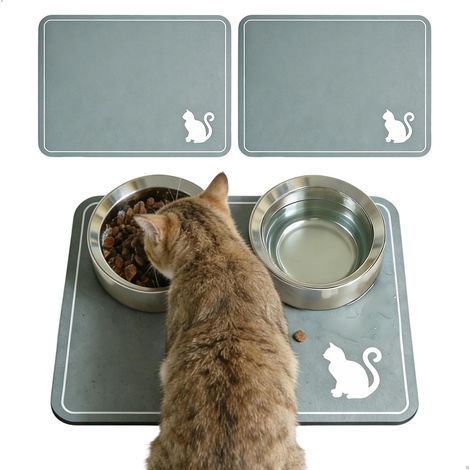 30 × 40 CM Tapis Gamelle Chien, 2 Stück Tapis Chat Gamelle pour Chiens Et Chats, pour Animaux Domestiques, Tapis pour Animaux Domestiques (1/4)