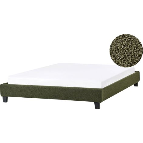 Bett ohne Kopfteil Bouclé ROANNE 140 x 200 cm Dunkelgrün