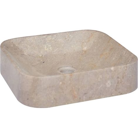 Lavabo à poser  Lavabo Vasque salle de bain  Gris 40x40x10 cm Marbre (1/4)