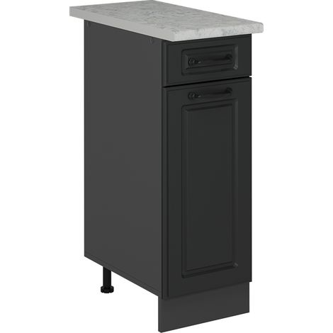 Mobiletto base per cucina R-Line, Antracite casa di campagna, 30 cm PL Marmo, Vicco