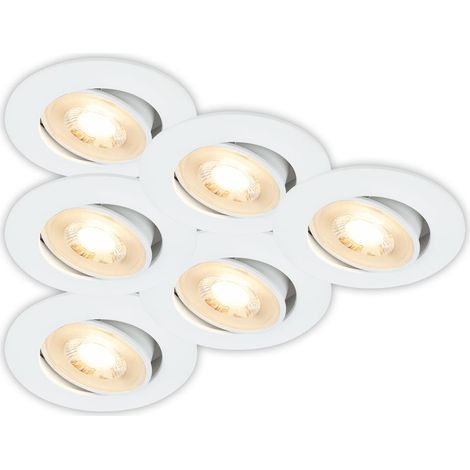 Set di 6, Luce Bianca Calda, Faretti Piatti, Faretti da Incasso, Soffitto, Corridoio, Foro 68mm, 450lm, 3000K, 8x3,2cm, IP20 (1/5)