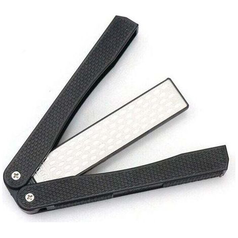 Lima de diamante plegable de doble cara para afilar cuchillas, tijeras de podar y cinceles. (1/4)