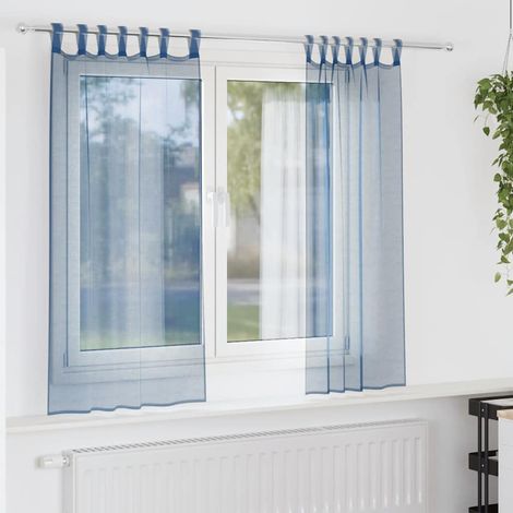 Cortinas de gasa con bolsillos para varillas 2 uds. azul real vidaXL