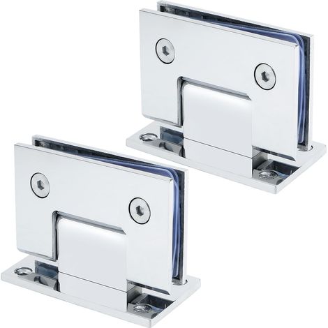 Bisagra de puerta con abrazadera de 2 piezas, bisagra de conexión de pared plegable de 90 grados, adaptable de 8 a 12 mm, acero inoxidable con acabado cromado pulido, EBL5500-C-2P (1/4)