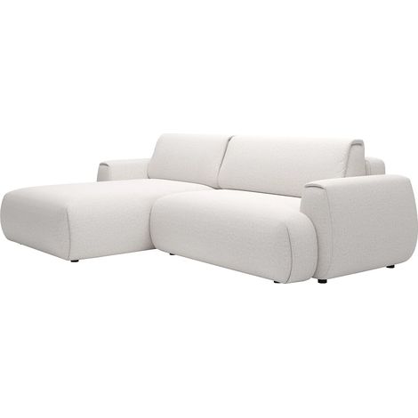 Canapé d'angle gauche convertible en tissu chenille blanc ivoire MONELIA (1/5)