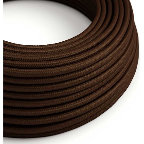 Creative-Cables Cavo elettrico rivestito in tessuto, 2 x 0,75 mm², 1 m, Marrone Espresso RM13, Rotondo effetto seta