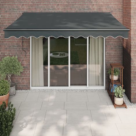 Auvent rétractable Marquise Store Banne Auvent de jardin anthracite 3x2,5 m tissu et aluminium 53396 (1/5)