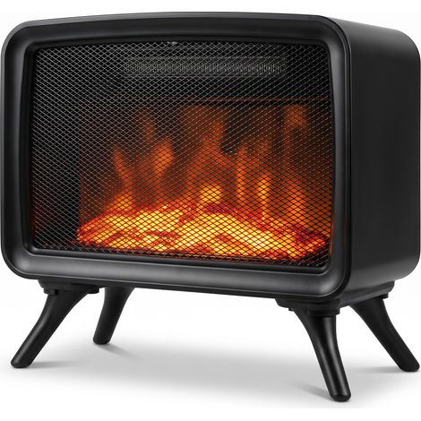 HOMCOM Caminetto Elettrico da Tavolo 800W/1600W con Effetto Fiamma LED, Nero (1/5)