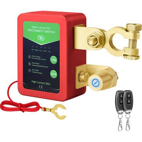 Interruttore di emergenza per auto - Interruttore di scollegamento della batteria remoto da 12 V Interruttore di emergenza intelligente per batteria di auto, camper, ATV, camion, barca (senza LED)