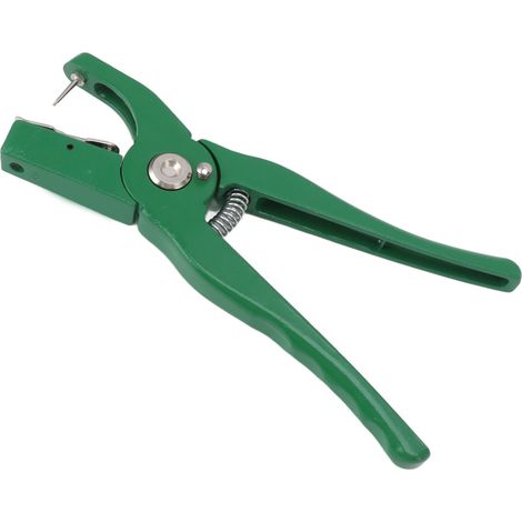 Pince à boucles auriculaires verte en alliage d'aluminium, applicateur de boucles auriculaires portable pour bétail, pour la ferme. (1/5)