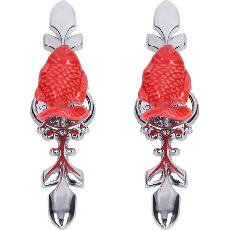 Poignée de tiroir 2 pièces en alliage de zinc, bouton d'armoire et placard, décoration de meuble de cuisine, rouge carpe herbivore 1077D (1/5)