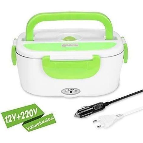 Electric Heated Lunch Box - Stainless Steel - 220V - 1200ml - 2 Compartments - Easy Cleaning (1/4)