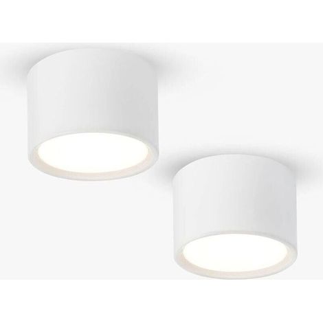 Spot plafond LED Blanc Blanc Chaud 3000K 12W Lot de 2 Luminaire Plafonnier salon salle à manger cuisine couloir chambre Ø140MM [Classe énergétique E] (1/5)