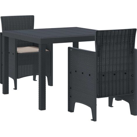 Garten Essgruppe 3 pcs Anthrazit Polypropylen