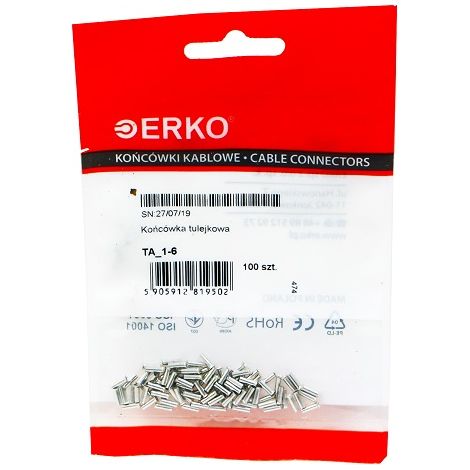 Terminale a puntalino non isolato TA 1/6 ERKO 100 pz
